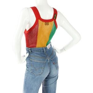 Vintage Amir Rasta Color Block Festival Fishnet Mesh Muscle Tank Top Tee